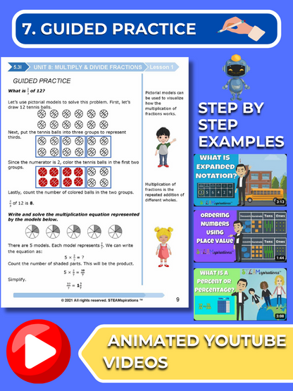 Mathtastico! 5th Grade Math Bundle Unit 8 Multiply & Divide Fractions - E-Book