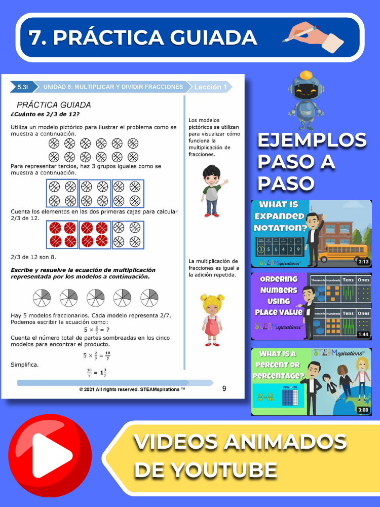 ¡Mathtástico! 5to Grado Unidad 8: MULTIPLICAR Y DIVIDIR FRACCIONES - Libro Electrónico