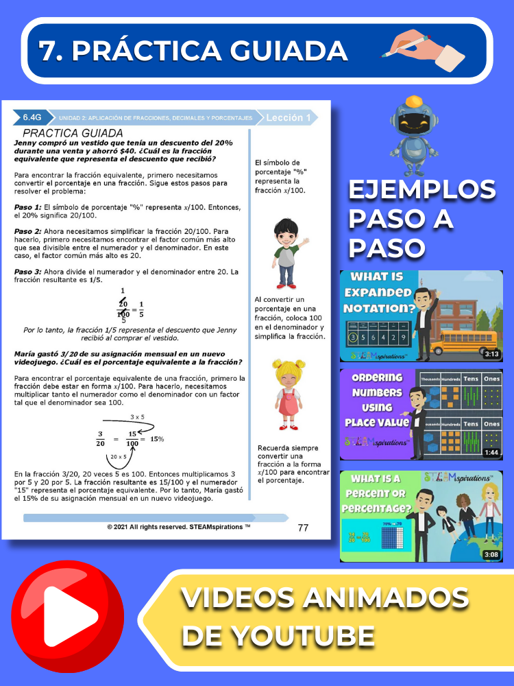 ¡Mathtástico! 6to Grado Unidad 2: Aplicación de Fracciones, Decimales y Porcentajes - Libro Electrónico