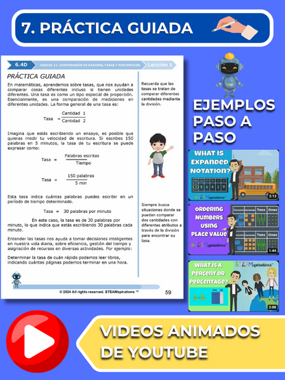 ¡Mathtástico! 6to Grado Unidad 11: Entendiendo Razones, Tasas y Porcentajes- Libro Electrónico