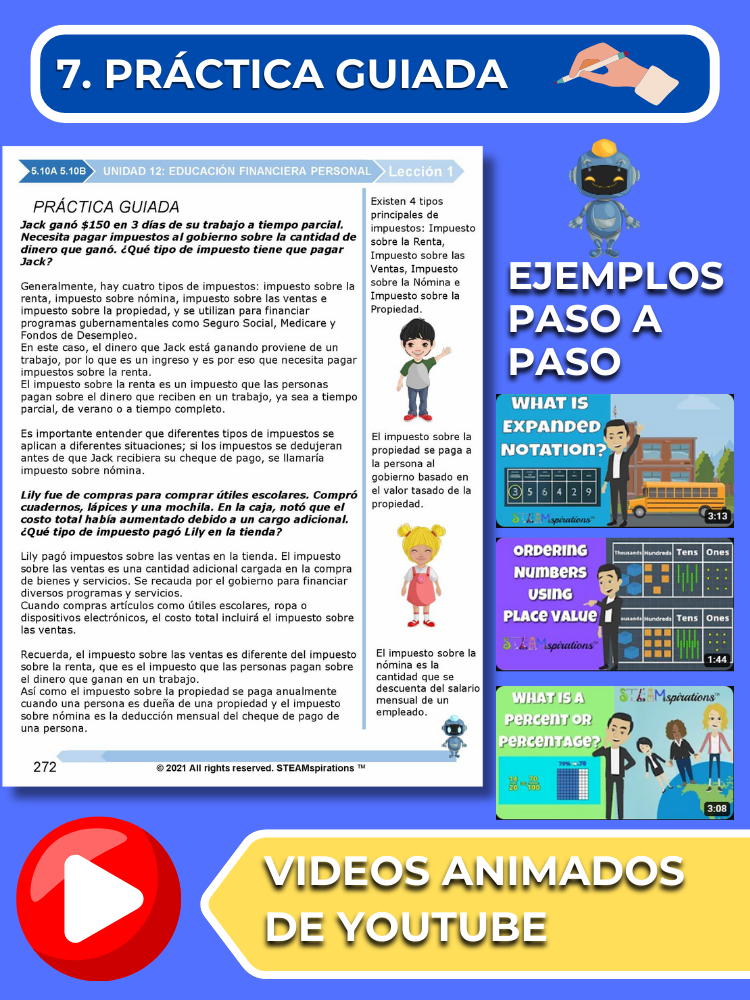 ¡Mathtástico! 5to Grado Unidad 12: EDUCACIÓN FINANCIERA PERSONAL - Libro Electrónico