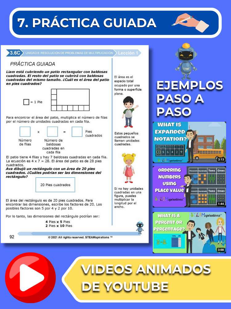 ¡Mathtástico! 3er Grado Unidad 8: Resolución De Problemas De Multiplicación - Libro Electrónico