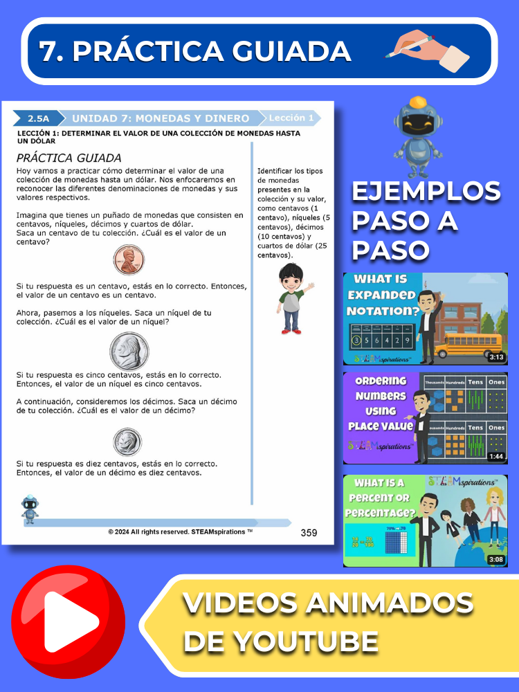 ¡Mathtástico! 2do Grado Unidad 7: Monedas y Dinero - Libro Electrónico