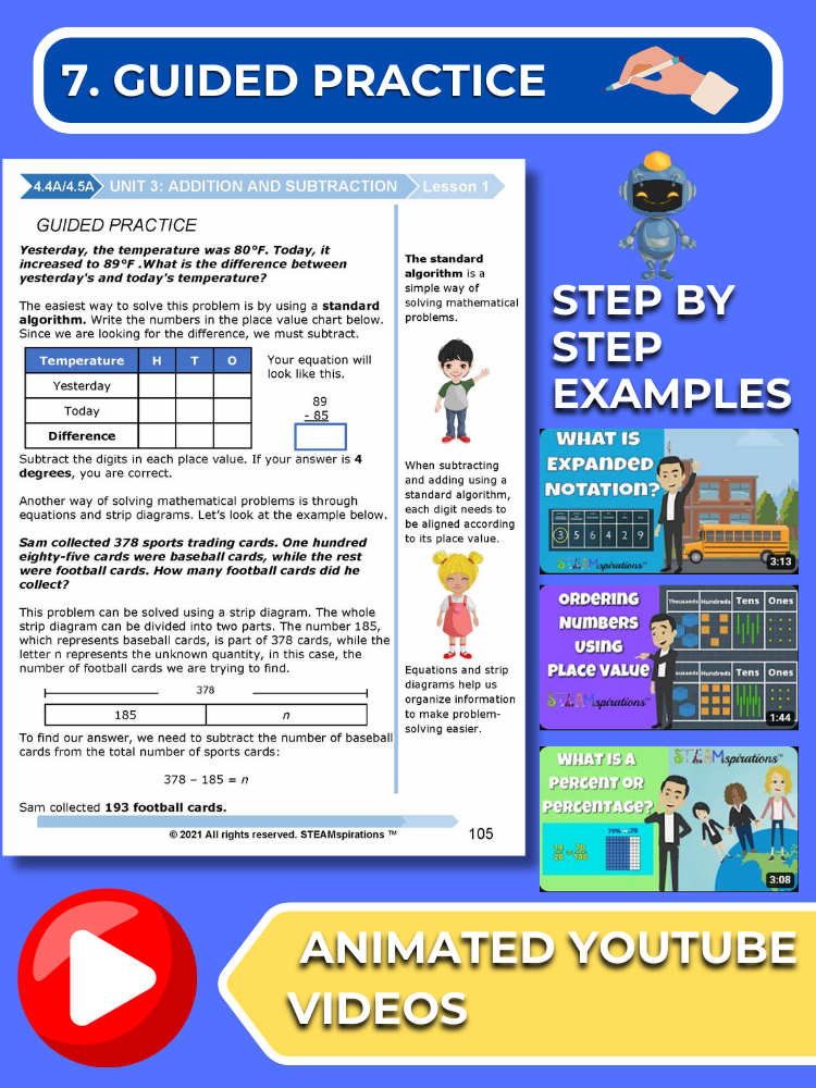 Mathtastico! 4th Grade Math Bundle Unit 3 Addition & Subtraction - E-Book