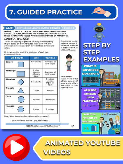 Mathtastico! 2nd Grade Math Bundle Unit 10 Exploring Shapes & Solids - E-Book