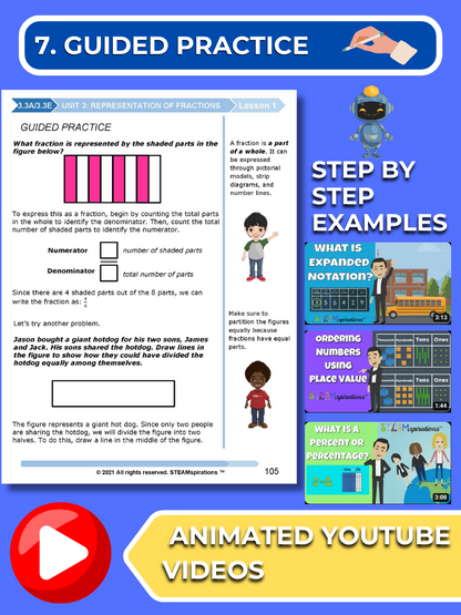 Mathtastico! 3rd Grade Math Bundle Unit 3 Fraction Representations - E-Book