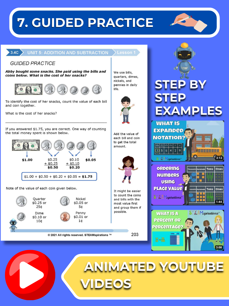 Mathtastico! 3rd Grade Math Bundle Unit 5 Addition and Subtraction - E-Book