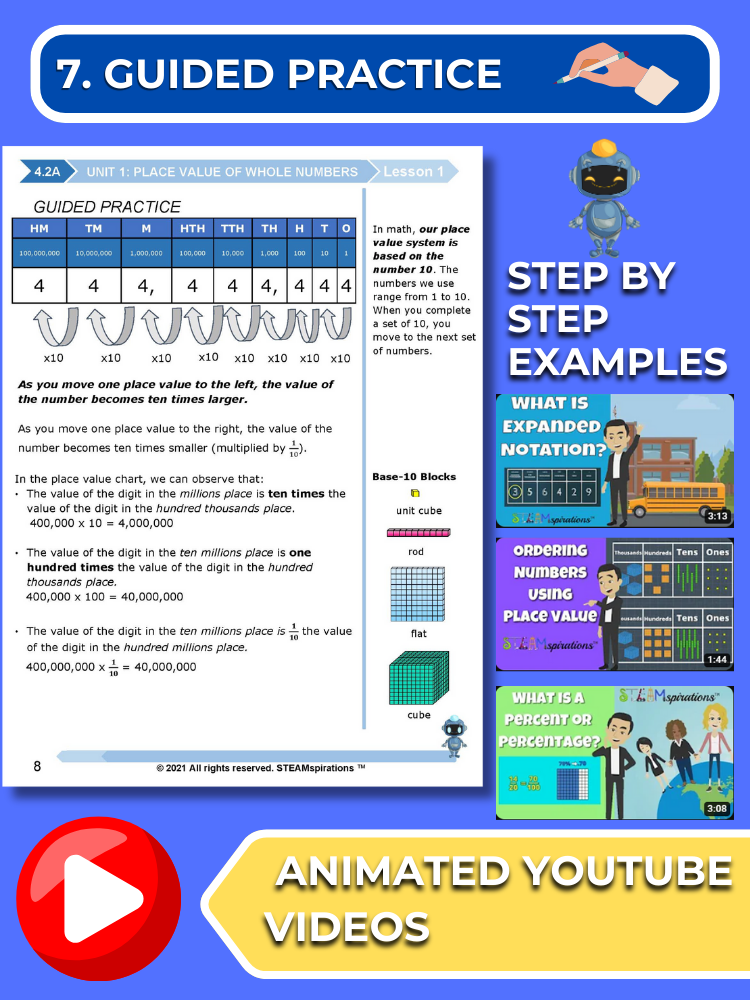 Mathtastico! 4th Grade Math Bundle Unit 1 Place Value of Whole Numbers - E-Book