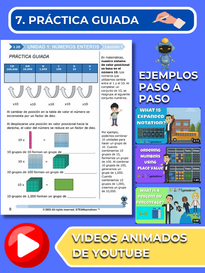 ¡Mathtástico! Paquete de Matemáticas de 3er Grado Unidad 1: NÚMEROS ENTEROS - Libro Electrónico