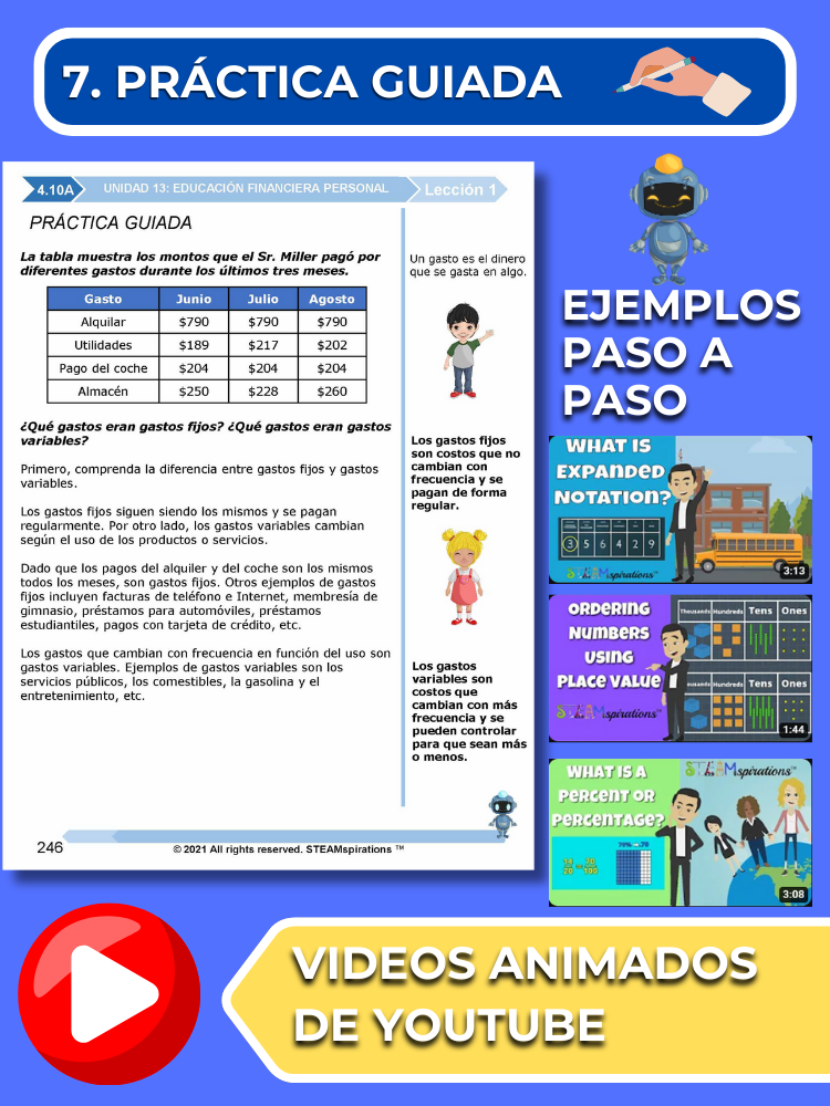 ¡Mathtástico! 4to Grado Unidad 13: EDUCACIÓN FINANCIERA PERSONAL - Libro Electrónico