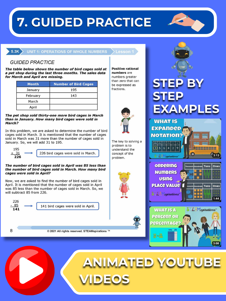 Mathtastico! 5th Grade Math Bundle Unit 1 Operations of Whole Numbers - E-Book