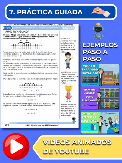 ¡Mathtástico! 6to Grado Unidad 6 Dominio de Operaciones y Representaciones de Enteros - Libro Electrónico