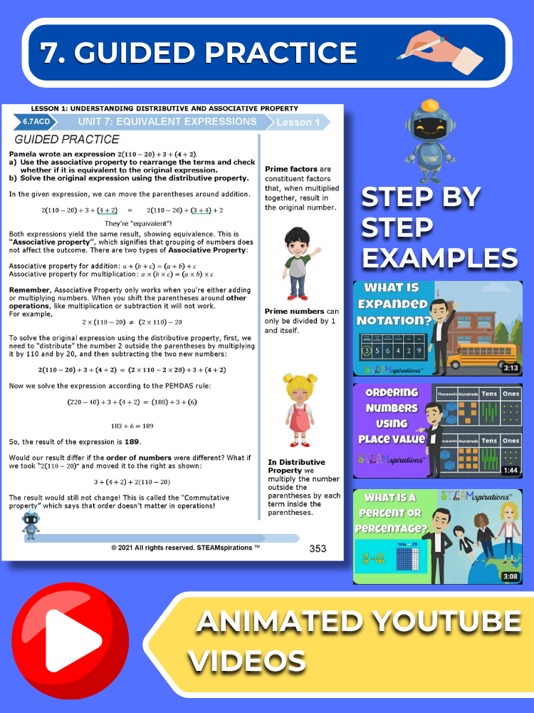 Mathtastico! 6th Math Bundle Unit 7 Equivalent Expressions - E-Book