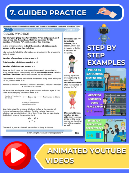 Mathtastico! 6th Math Bundle Unit 8 Equations & Inequalities - E-Book