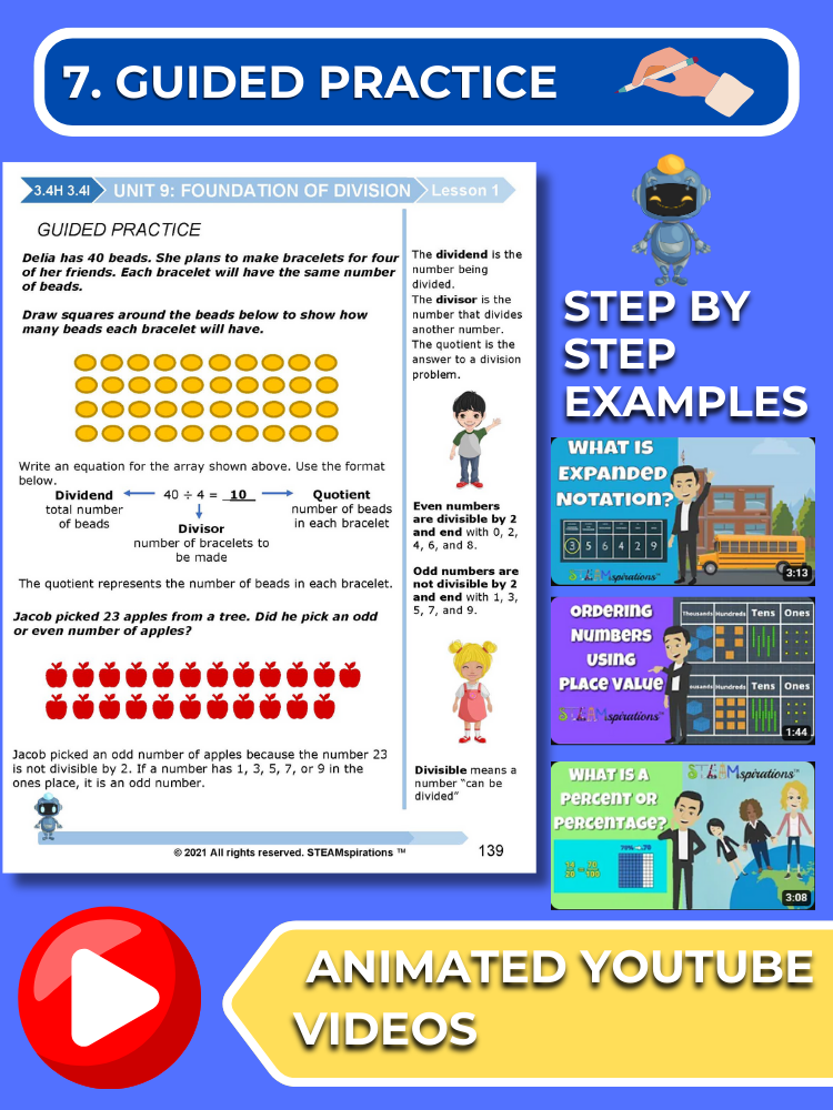 Mathtastico! 3rd Grade Math Bundle Unit 9 Foundation of Division - E-Book