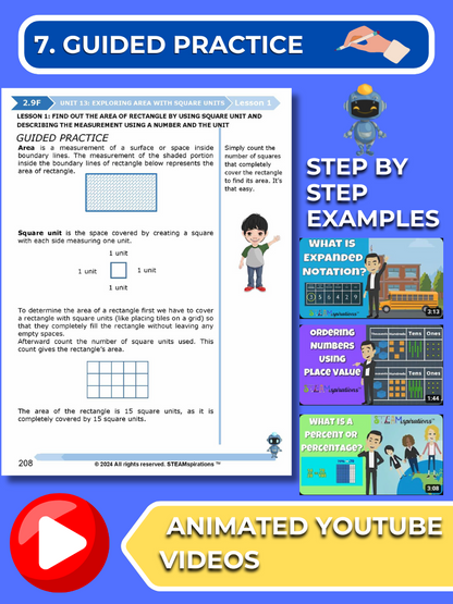 Mathtastico! 2nd Grade Math Bundle Unit 13 Exploring Area with Square Units - E-Book