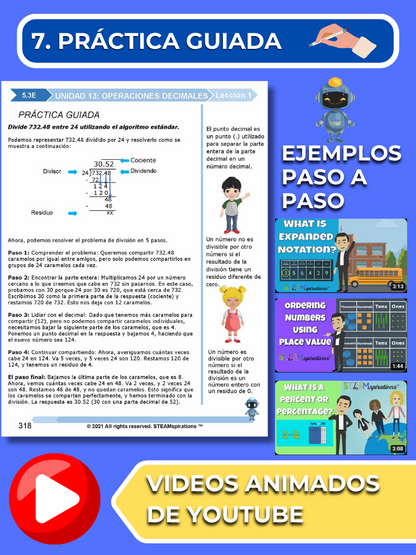 ¡Mathtástico! Paquete de Matemáticas 5to Grado Unidad 13: OPERACIONES DECIMALES - Libro Electrónico