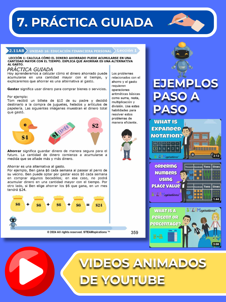 ¡Mathtástico! 2do Grado Unidad 16: Educación Financiera Personal - Libro Electrónico