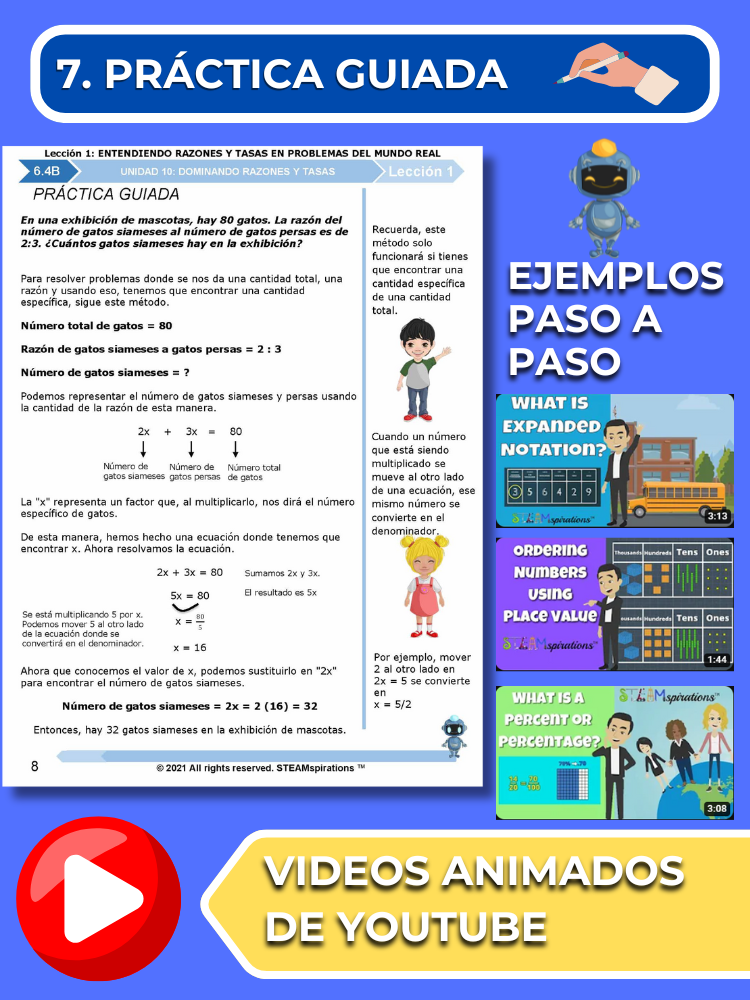 ¡Mathtástico! 6to Grado Unidad 10: Dominar Razones y Tasas - Libro Electrónico