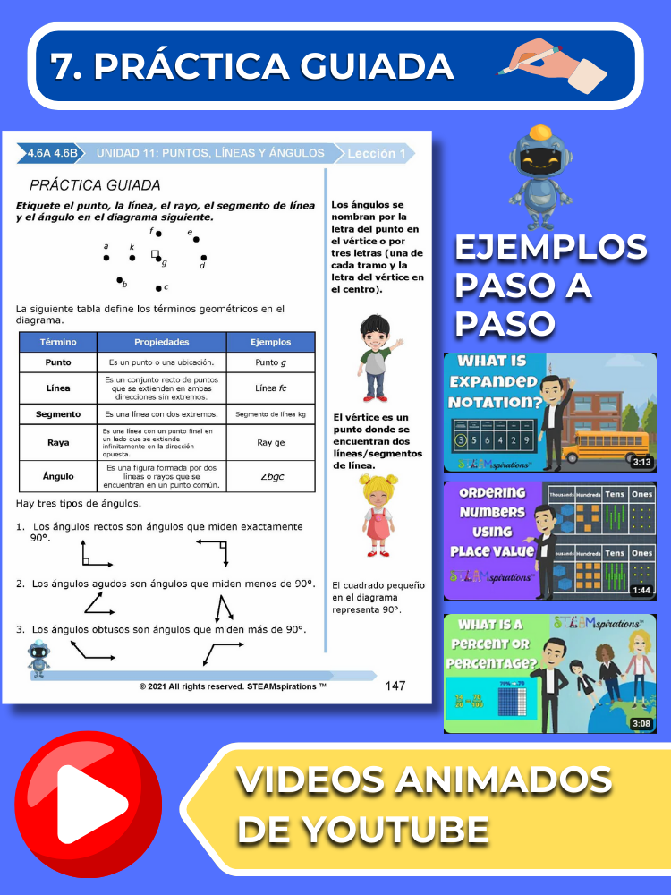 ¡Mathtástico! 4to Grado Unidad 11: PUNTOS, LÍNEAS Y ÁNGULOS - Libro Electrónico