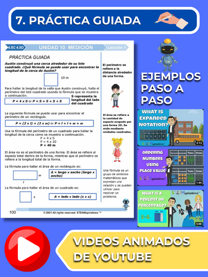 ¡Mathtástico! Paquete de Matemáticas de 4to Grado Unidad 10: Medición - Libro Electrónico