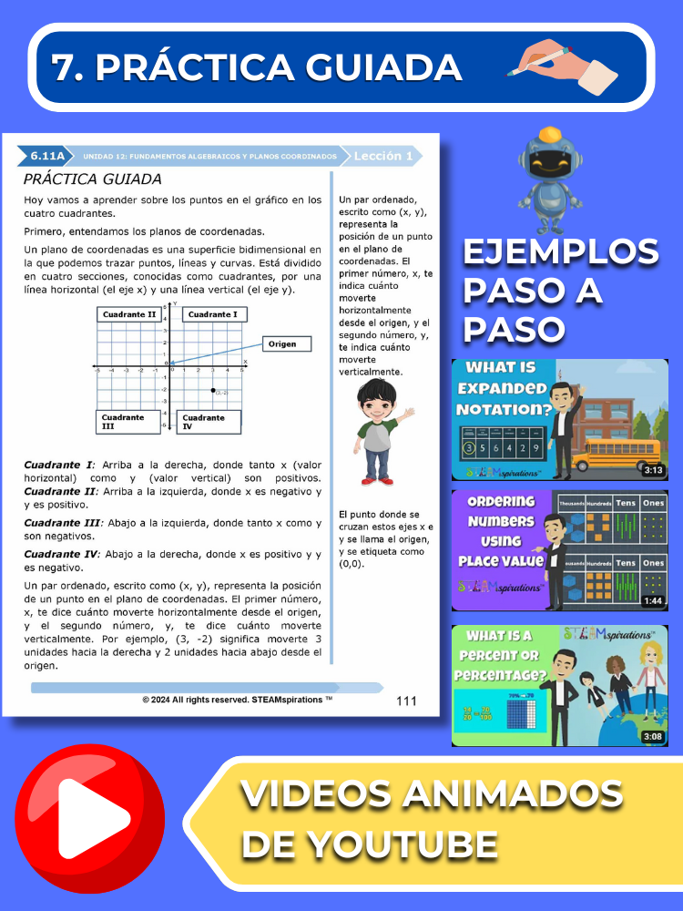 ¡Mathtástico! 6to Grado Unidad 12: Fundamentos Algebraicos y Planos De Coordenad- Libro Electrónico