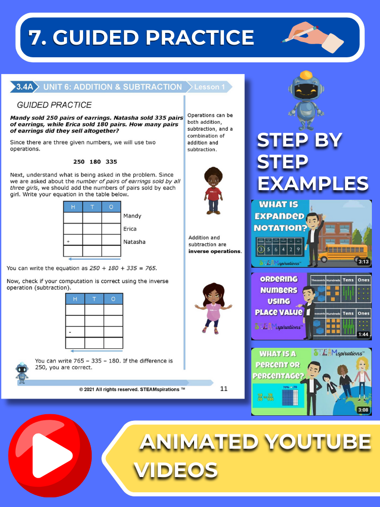 Mathtastico! 3rd Grade Math Bundle Unit 6 Problem Solving Addition & Subtraction - E-Book