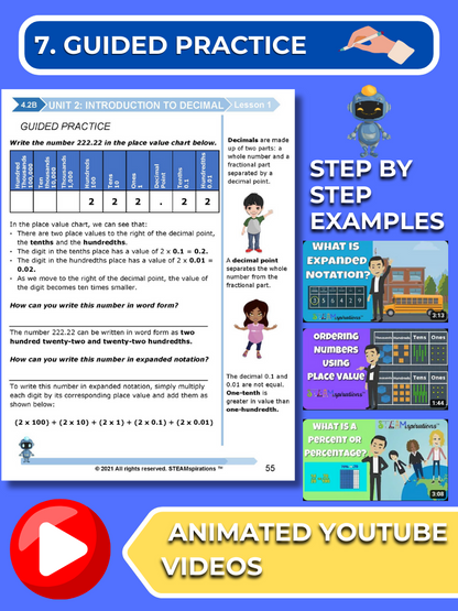 Mathtastico! 4th Grade Math Bundle Unit 2 Introduction to Decimals - E-Book