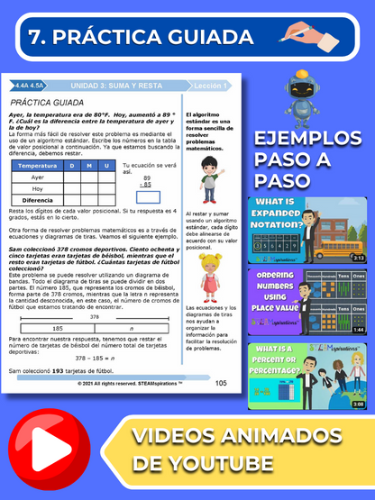 ¡Mathtástico! Paquete de Matemáticas de 4to Grado Unidad 3: SUMAS Y RESTAS - Libro Electrónico