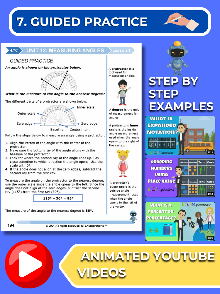 Mathtastico! 4th Grade Math Bundle Unit 12 Measuring Angles - E-Book