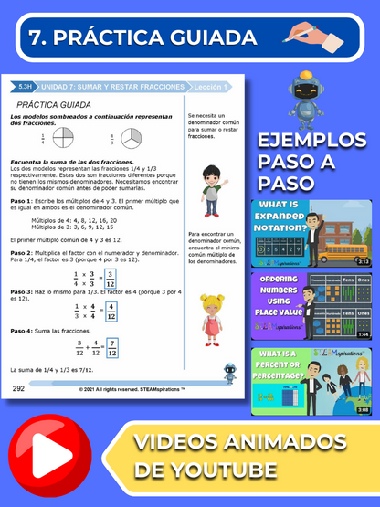 ¡Mathtástico! 5to Grado Unidad 7: SUMAR Y RESTAR FRACCIONES - Libro Electrónico