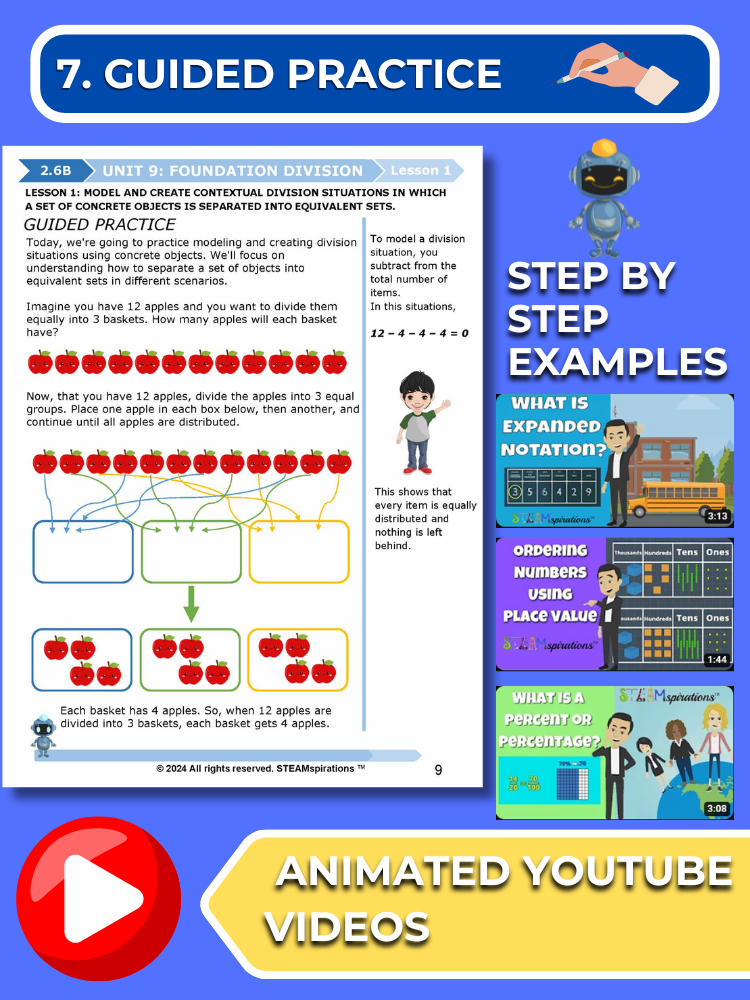 Mathtastico! 2nd Grade Math Bundle Unit 9 Foundation Division - E-Book