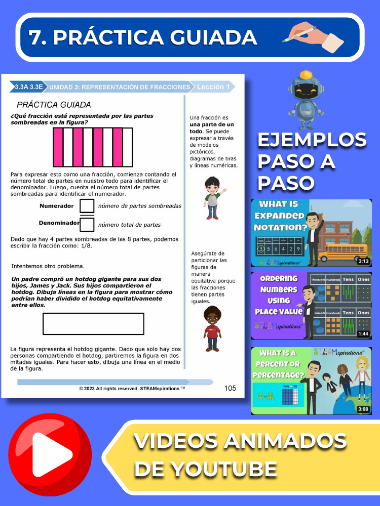 ¡Mathtástico! 3er Grado Unidad 3: Representación De Fracciones - Libro Electrónico