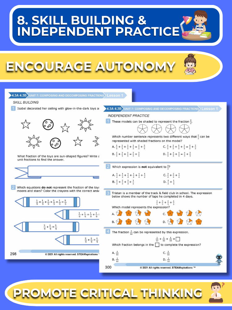 Mathtastico! 4th Grade Math Bundle Unit 7 Composing & Decomposing Fractions - E-Book