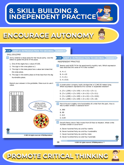 Mathtastico! 4th Grade Math Bundle Unit 2 Introduction to Decimals - E-Book