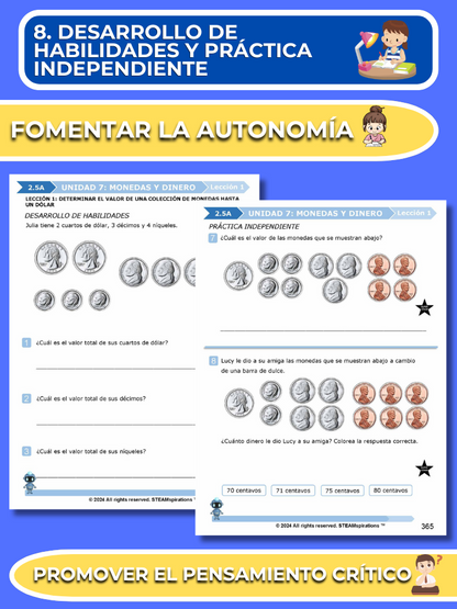 ¡Mathtástico! 2do Grado Unidad 7: Monedas y Dinero - Libro Electrónico