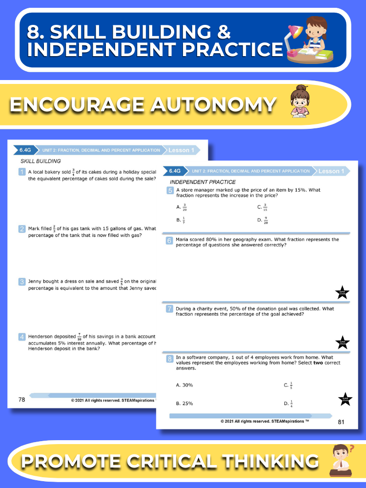 Mathtastico! 6th Grade Math Bundle Unit 2 Fraction, Decimal and Percent Application - E-Book