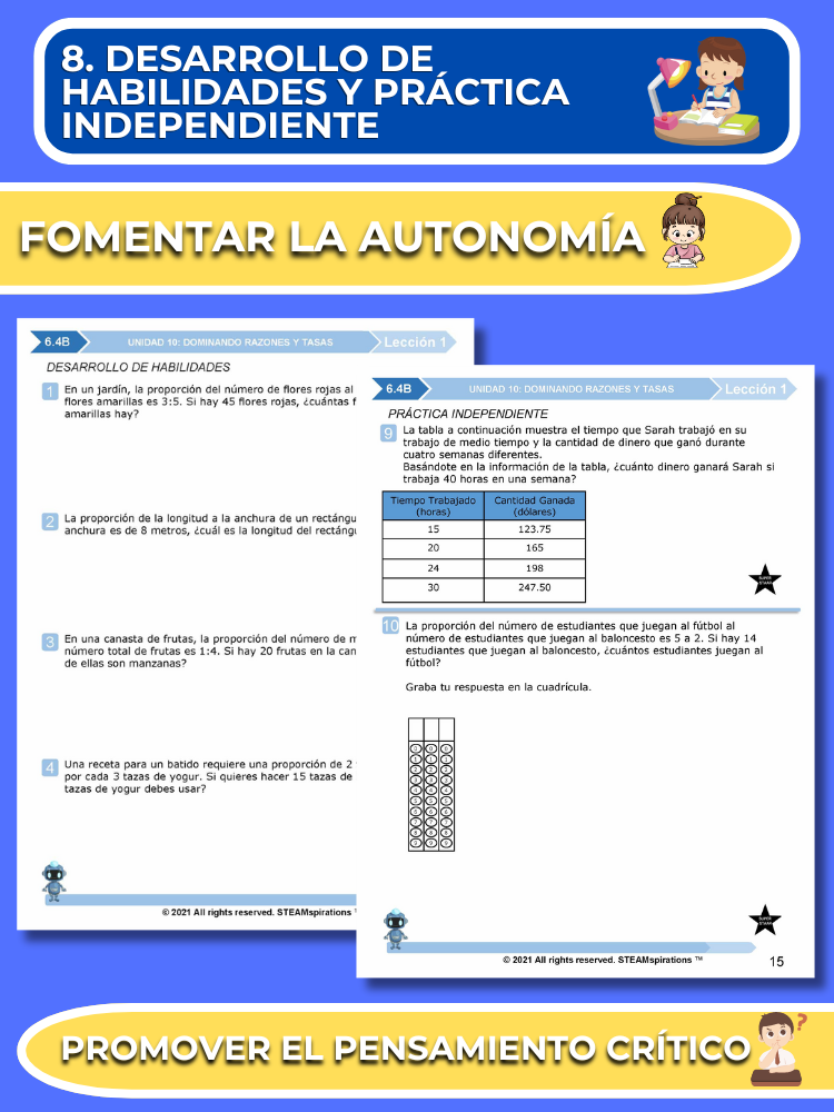 ¡Mathtástico! 6to Grado Unidad 10: Dominar Razones y Tasas - Libro Electrónico