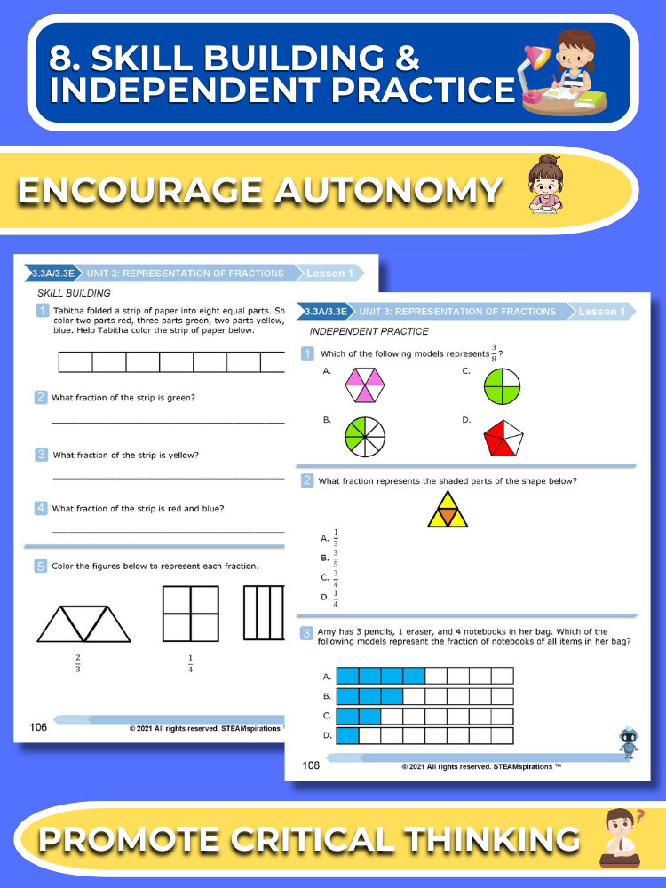 Mathtastico! 3rd Grade Math Bundle Unit 3 Fraction Representations - E-Book