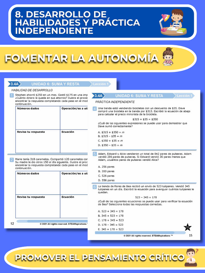 ¡Mathtástico! 3er Grado Unidad 6: Resolución De Problemas Adición Y Sustracción - Libro Electrónico