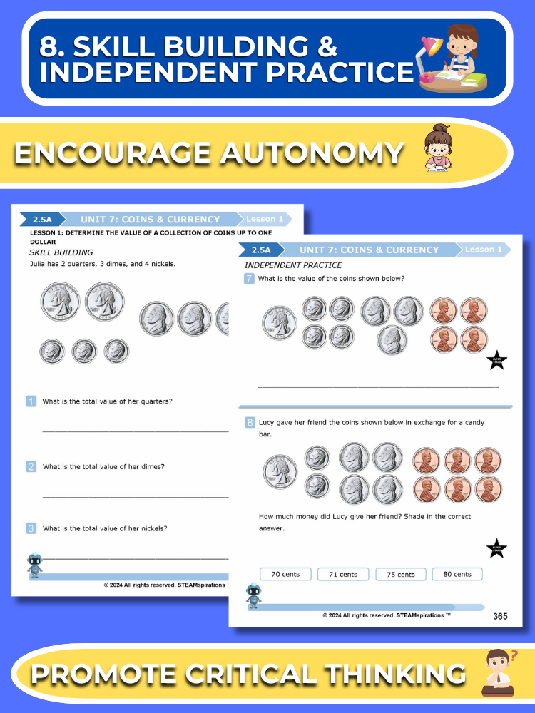 Mathtastico! 2nd Grade Math Bundle Unit 7 Coins & Currency - E-Book