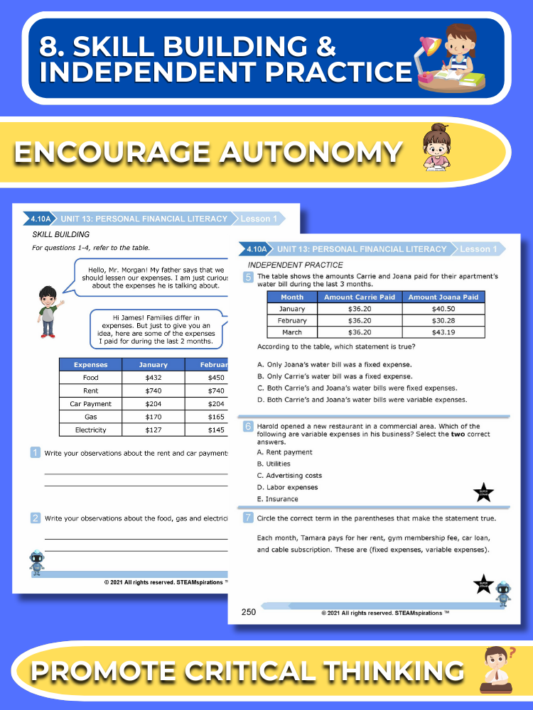 Mathtastico! 4th Grade Math Bundle Unit 13 Personal Financial Literacy - E-Book