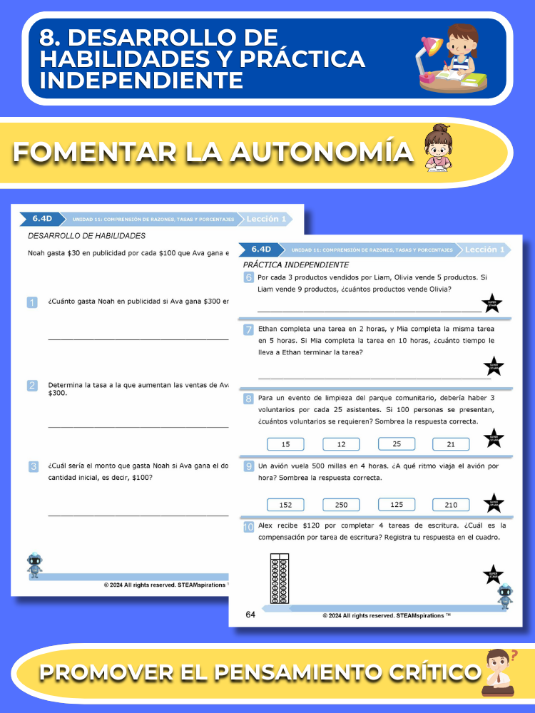 ¡Mathtástico! 6to Grado Unidad 11: Entendiendo Razones, Tasas y Porcentajes- Libro Electrónico