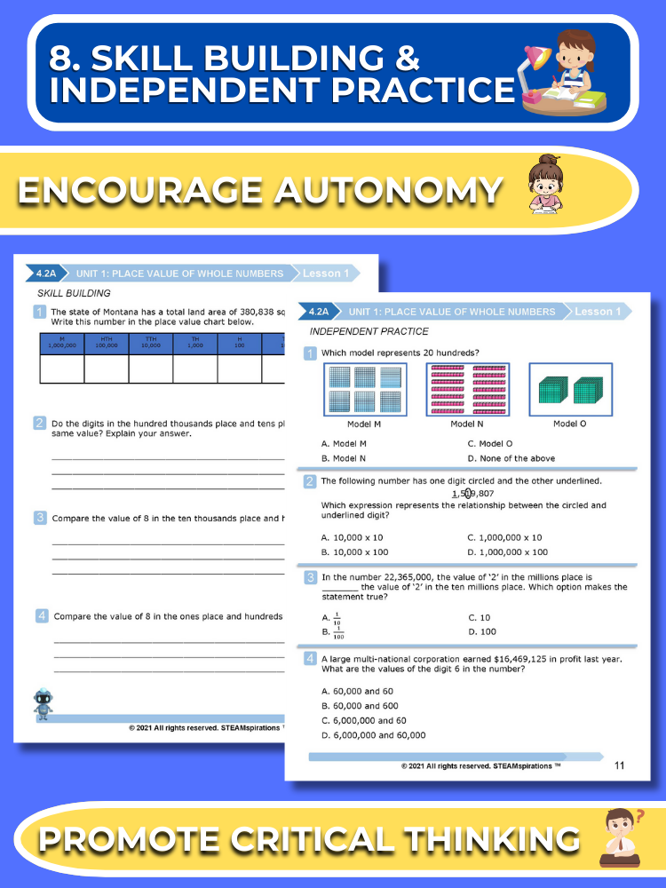 Mathtastico! 4th Grade Math Bundle Unit 1 Place Value of Whole Numbers - E-Book