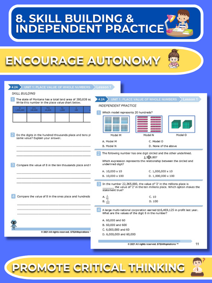 Mathtastico! 4th Grade Math Bundle Unit 1 Place Value of Whole Numbers - E-Book