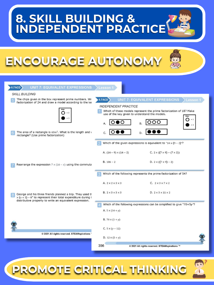 Mathtastico! 6th Math Bundle Unit 7 Equivalent Expressions - E-Book