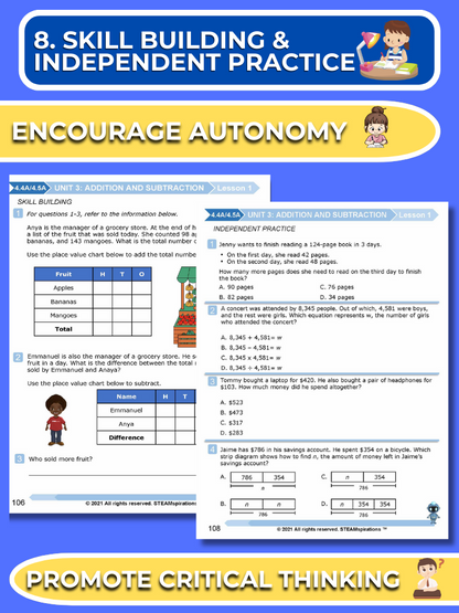 Mathtastico! 4th Grade Math Bundle Unit 3 Addition & Subtraction - E-Book