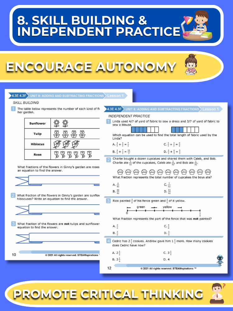 Mathtastico! 4th Grade Math Bundle Unit 8 Adding & Subtracting Fractions - E-Book