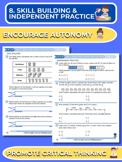 Mathtastico! 4th Grade Math Bundle Unit 8 Adding & Subtracting Fractions - E-Book