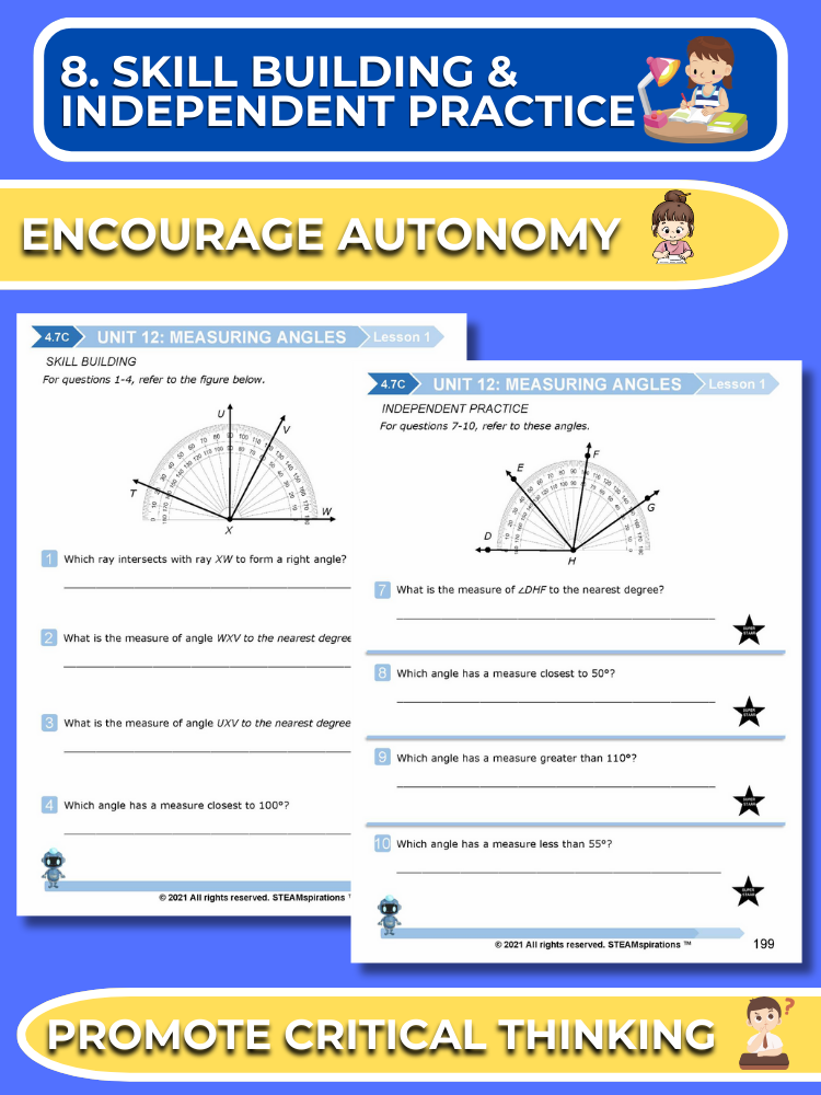 Mathtastico! 4th Grade Math Bundle Unit 12 Measuring Angles - E-Book